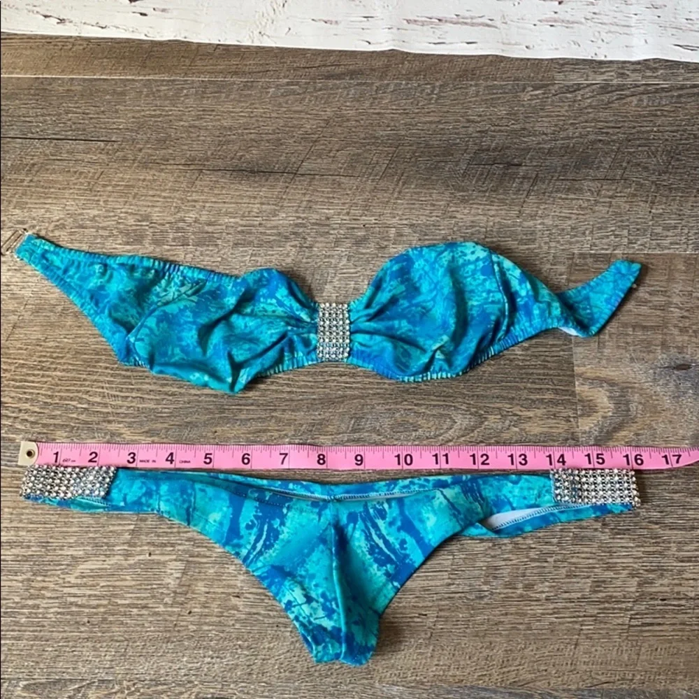 Blue & Teal Swimsuit Cheeky bottom Small